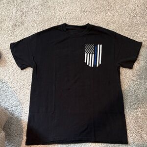 Hanes Black Tee with Flag Emblem